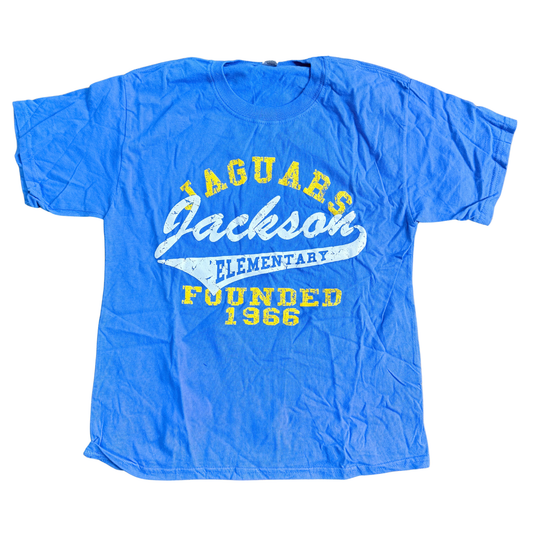 "Vintage" Jackson Shirt in Blue Retro Script