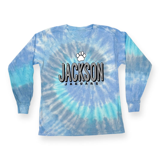 Blue Tie-Dye 'JACKSON JAGUARS' Long Sleeve Tee
